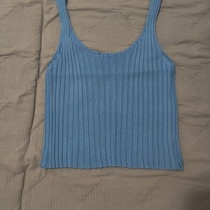 Blue knit crop top